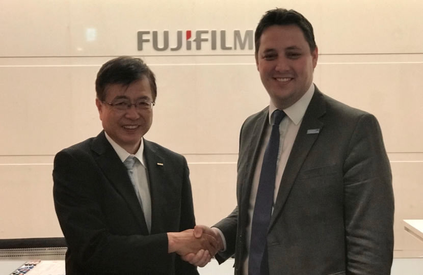 Mayor Ben Houchen, right, with Takatoshi Ishikawa, Director, Senior Vice President, GM Bio CDMO* Division of Fujifilm