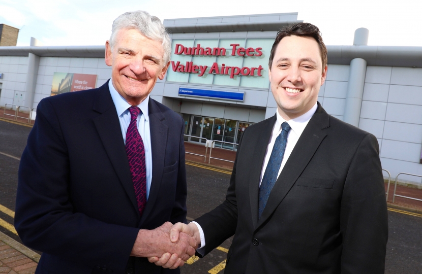 Peel Airports Chairman Robert Hough, left, with Tees Valley Mayor Ben Houchen at Durham Tees Valley Airport