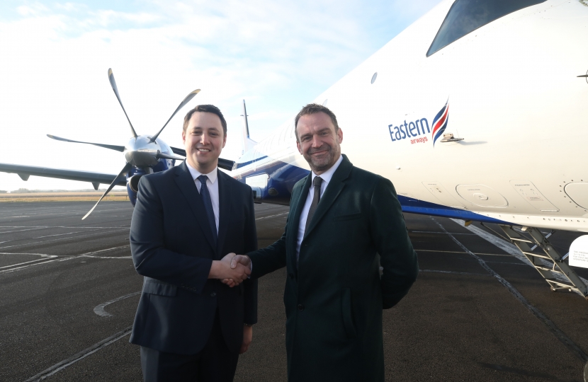 Tees Valley Mayor Ben Houchen and Tony Burgess, Managing Director of Eastern Airways