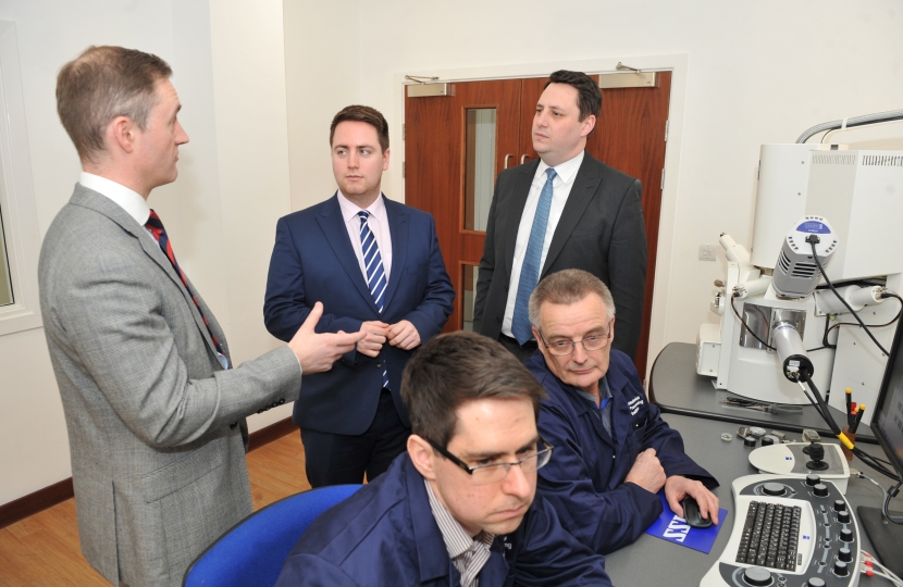 Tees Valley Mayor Ben Houchen (right) with Redcar MP Jacob Young (centre) and Chris McDonald, Chief Executive Officer of the Materials Processing Institute (left)
