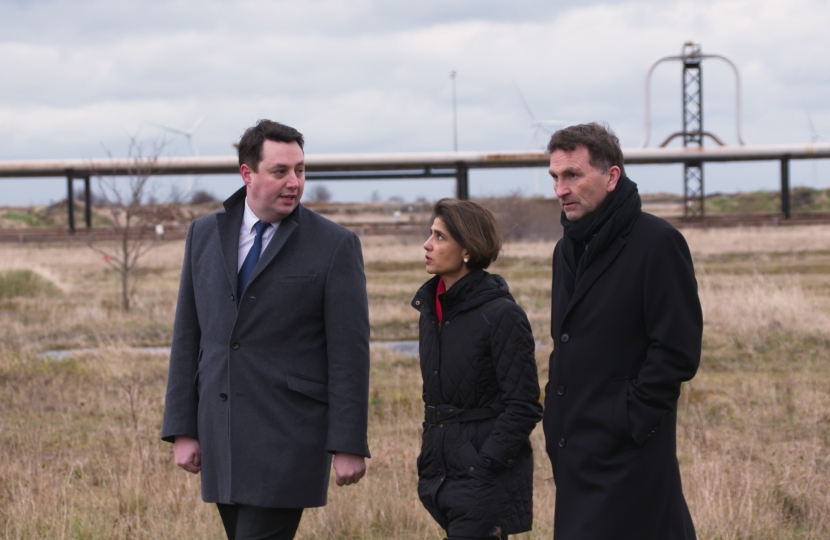 Tees Valley Mayor Ben Houchen, Pratima Rangarajan, CEO of OGCI Climate Investments and Andy Lane, Managing Director of Net Zero Teesside