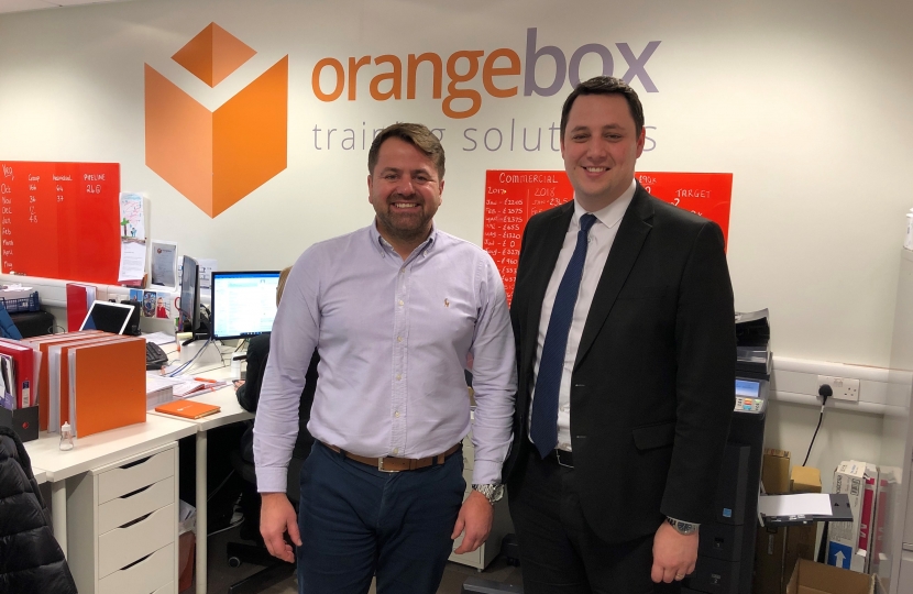 Tees Valley Mayor Ben Houchen with Glen Hughes, Design and Marketing Manager at Orangebox Training