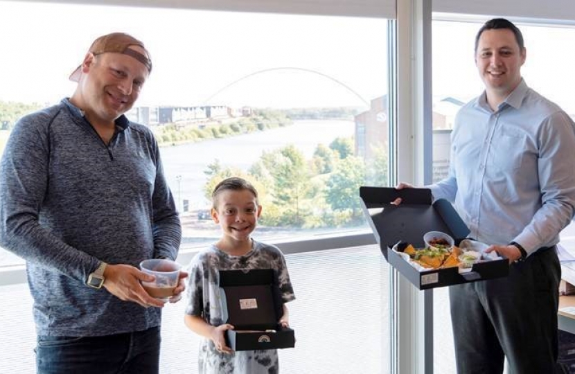 Chef James Tulley and his son deliver samples to Tees Valley Mayor Ben Houchen