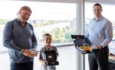 Chef James Tulley and his son deliver samples to Tees Valley Mayor Ben Houchen