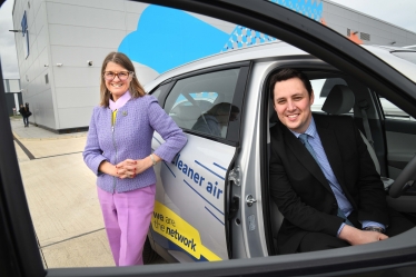 Tees Valley Mayor Ben Houchen and Transport Minister Rachel Maclean with a Hydrogen car at TWI in Middlesbrough 