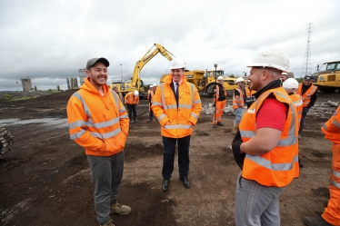 Tees Valley Mayor Ben Houchen with workers at Teesworks