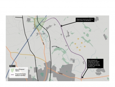 Map showing the proposed Darlington Link Road 
